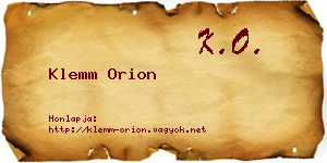 Klemm Orion névjegykártya